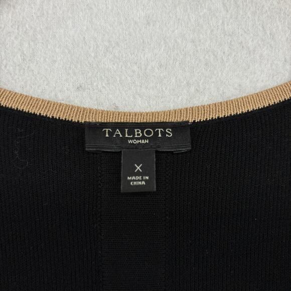 TALBOTS Sweater X Cardigan Duster Open Front Two Tone Viscose Blend Black - Picture 5 of 12